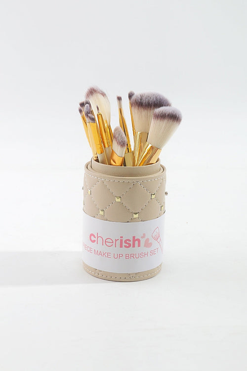 12 Piece Make Up Brush Set in Gold