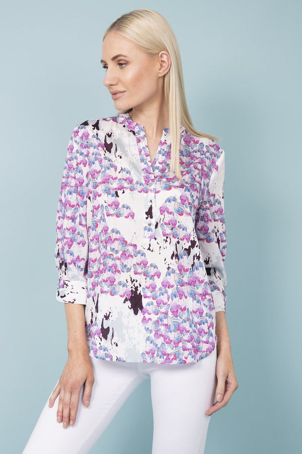 Carraig Donn 1/2 Placket Print Blouse in Lilac