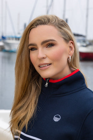 Carraig Donn 1/2 Zip Stripe Sweatshirt in Navy