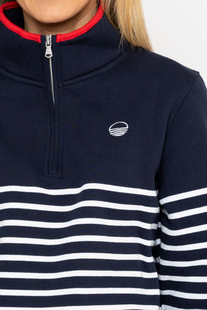 Carraig Donn 1/2 Zip Stripe Sweatshirt in Navy
