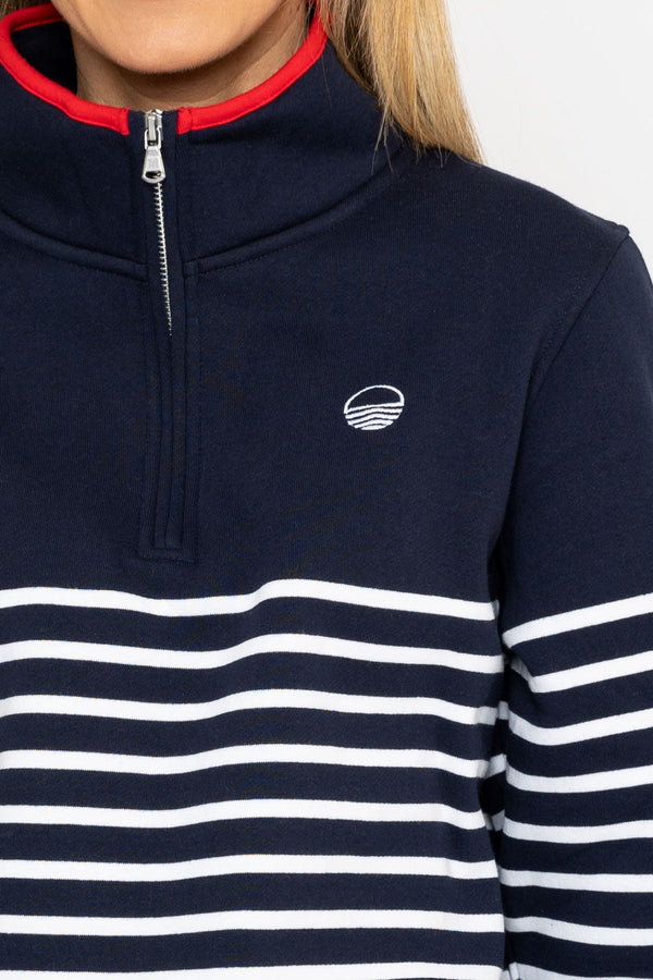 Carraig Donn 1/2 Zip Stripe Sweatshirt in Navy
