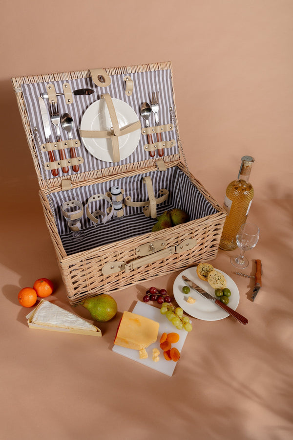 Carraig Donn 2 Person Picnic Basket Natural Stripe