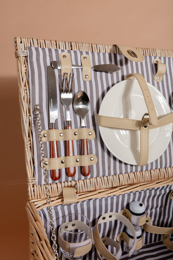 Carraig Donn 2 Person Picnic Basket Natural Stripe