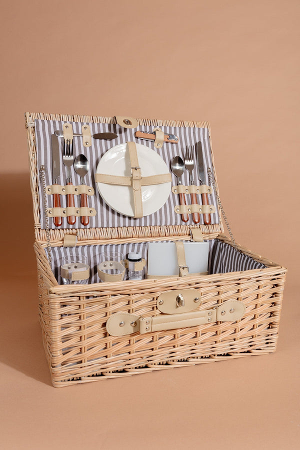 Carraig Donn 2 Person Picnic Basket Natural Stripe