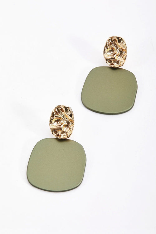 Textured Earrings in Gold & Green