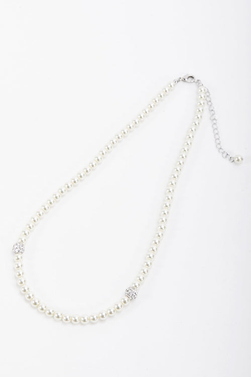 Sliver Tone Pearl Necklace