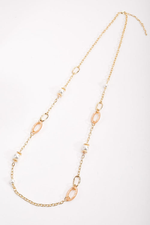 Glass Pearl Link Necklace