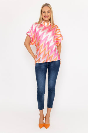Carraig Donn 24Ss Printed High Neck Sateen Top