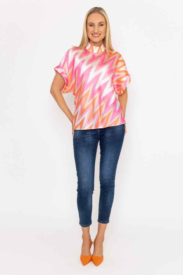 Carraig Donn 24Ss Printed High Neck Sateen Top