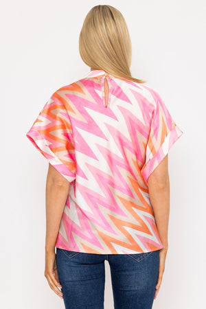 Carraig Donn 24Ss Printed High Neck Sateen Top