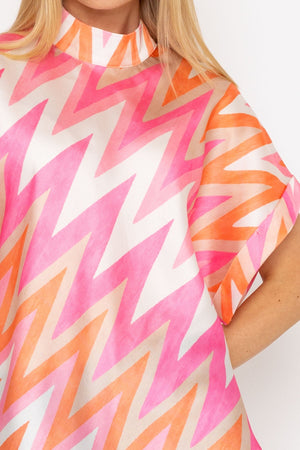Carraig Donn 24Ss Printed High Neck Sateen Top