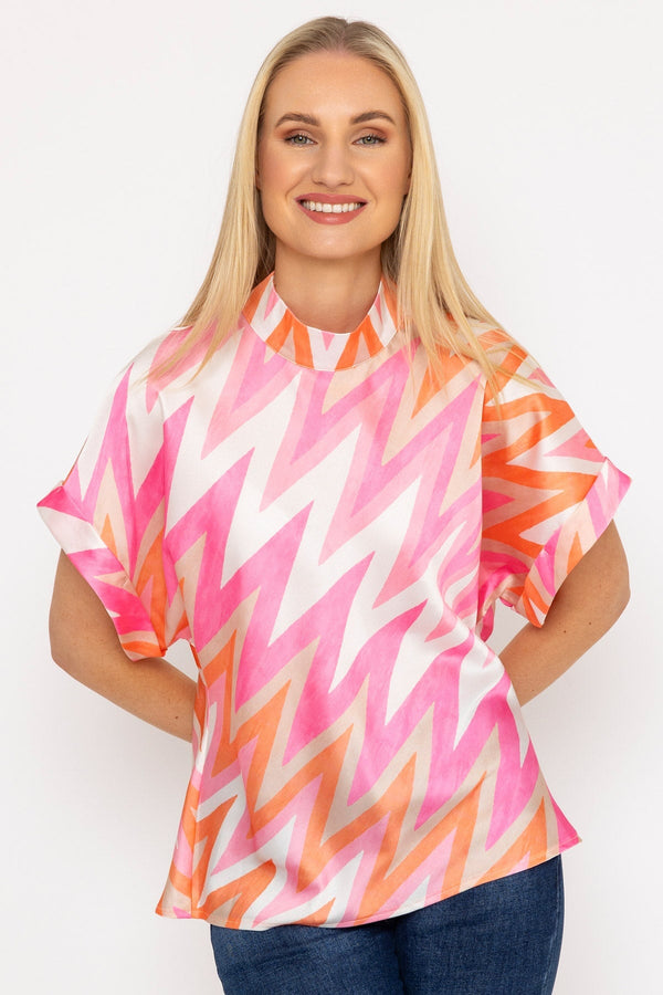 Carraig Donn 24Ss Printed High Neck Sateen Top