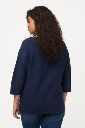 Carraig Donn 3/4 Sleeve Star Knit Sweater in Dark Blue