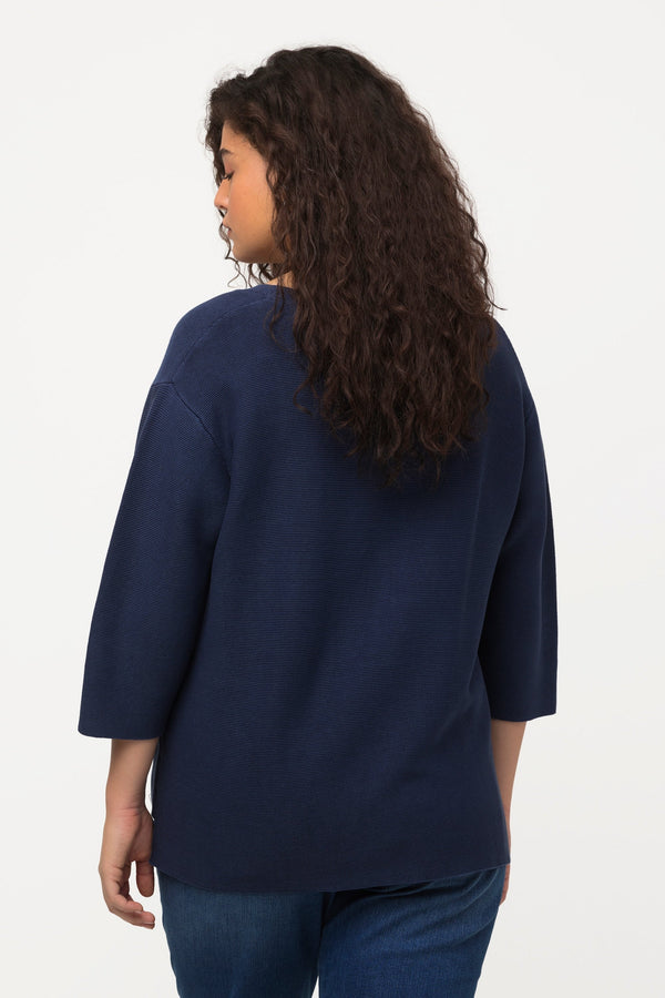 Carraig Donn 3/4 Sleeve Star Knit Sweater in Dark Blue