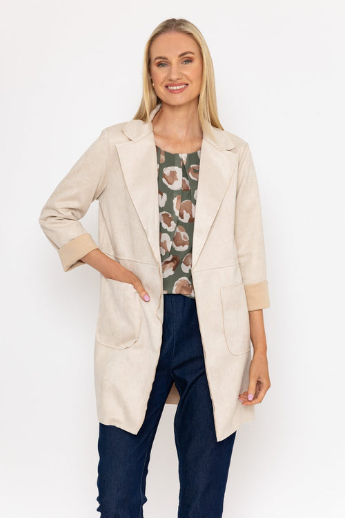 3/4 Suede Jacket in Beige
