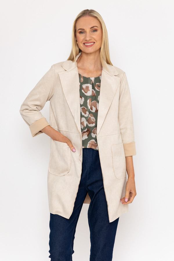 Carraig Donn 3/4 Suede Jacket in Beige