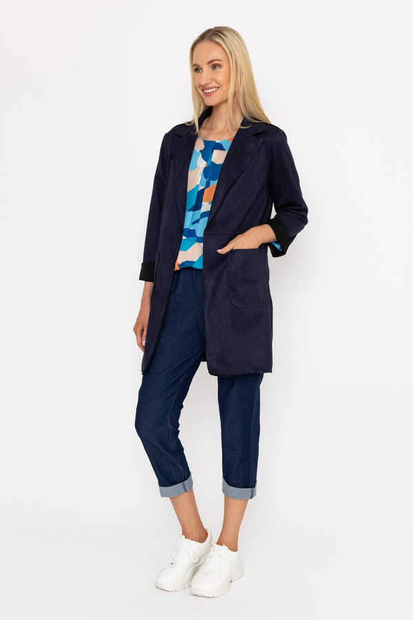 Carraig Donn 3/4 Suede Jacket in Navy