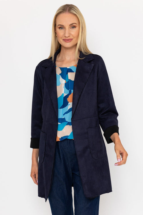 3/4 Suede Jacket in Navy