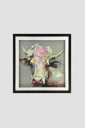 Carraig Donn 3D Pretty Cow Wall Art 65x65