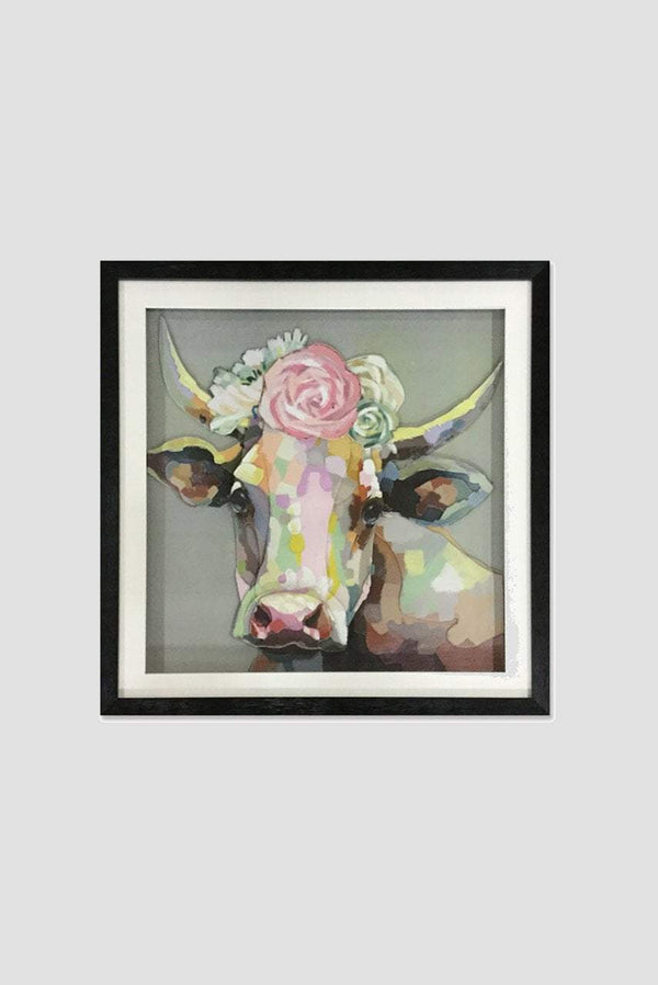 Carraig Donn 3D Pretty Cow Wall Art 65x65