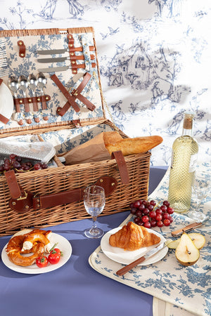 Carraig Donn 4 Person Picnic Basket Blue Floral