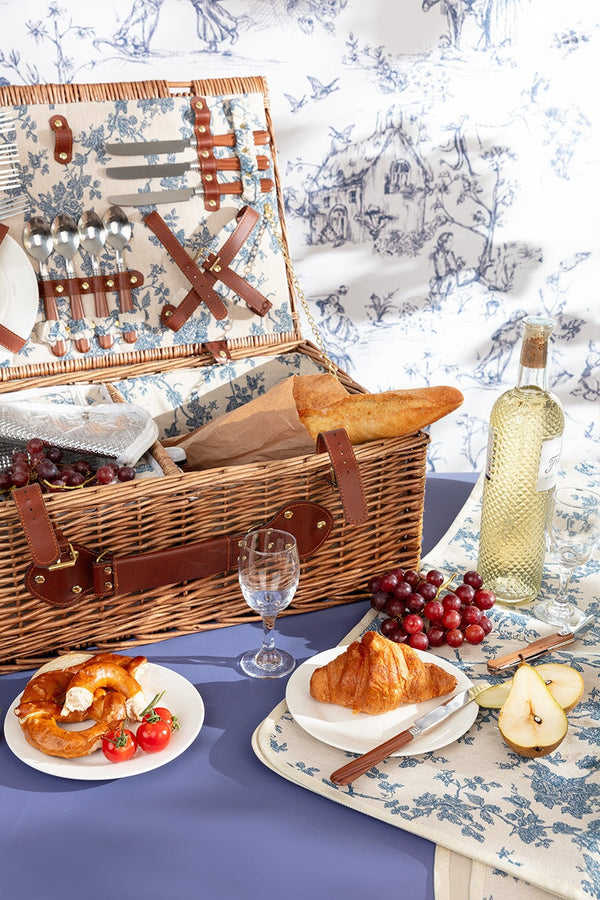 Carraig Donn 4 Person Picnic Basket Blue Floral
