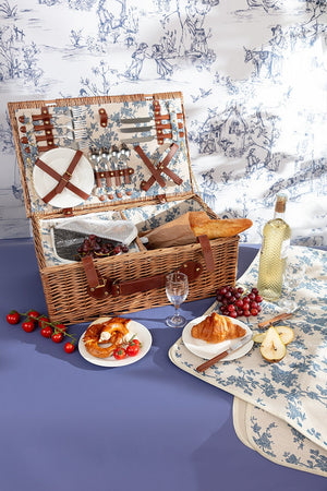 Carraig Donn 4 Person Picnic Basket Blue Floral