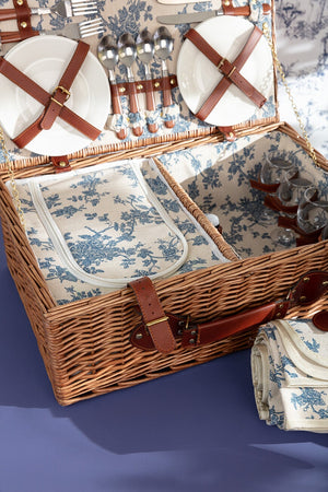 Carraig Donn 4 Person Picnic Basket Blue Floral
