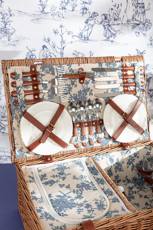 Carraig Donn 4 Person Picnic Basket Blue Floral
