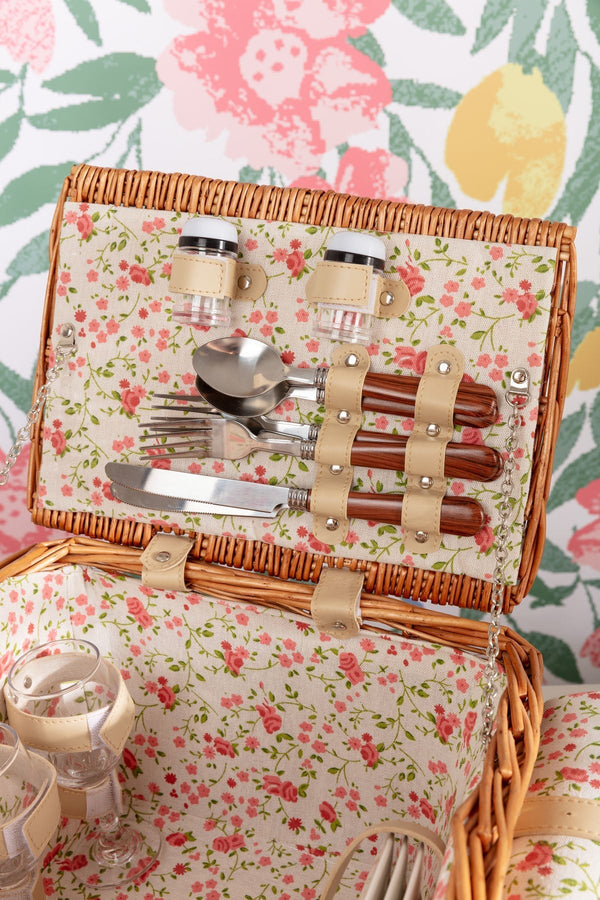 Carraig Donn 4 Person Pink Floral Picnic Basket