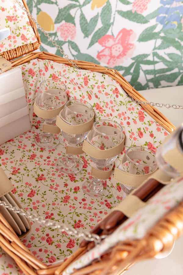 Carraig Donn 4 Person Pink Floral Picnic Basket