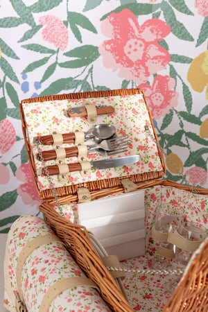 Carraig Donn 4 Person Pink Floral Picnic Basket