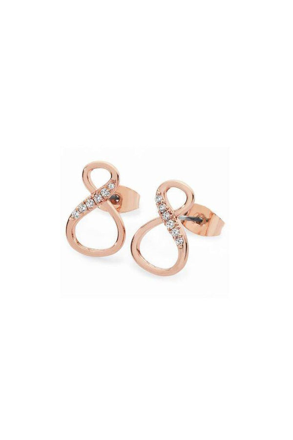 Carraig Donn 8 Shape Rose Gold Infinity Stud Earrings