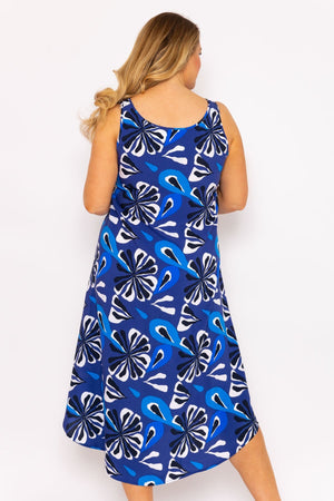 Carraig Donn A-Line Midi Dress in Blue Print