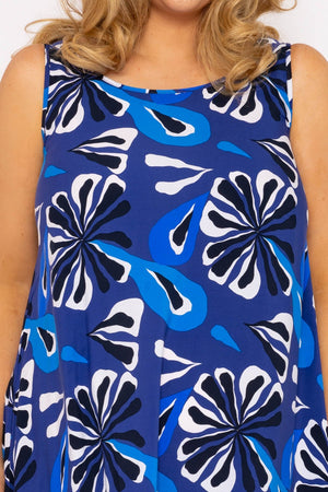 Carraig Donn A-Line Midi Dress in Blue Print