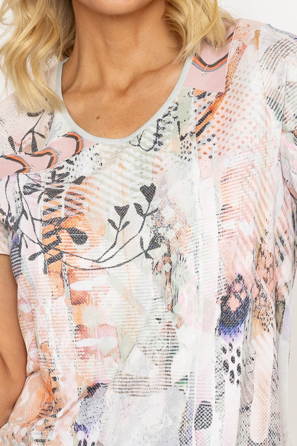 Carraig Donn Abstract Printed Round Neck T-Shirt in Pastel