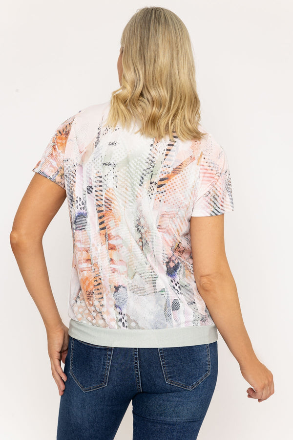 Carraig Donn Abstract Printed Round Neck T-Shirt in Pastel