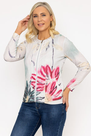 Carraig Donn Abstract Printed Zip Up Jacket in Multi