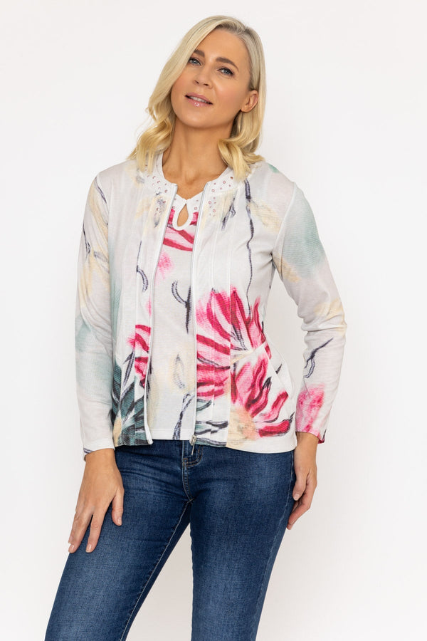 Carraig Donn Abstract Printed Zip Up Jacket in Multi