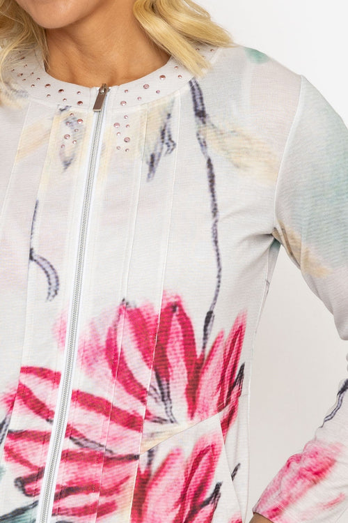 Carraig Donn Abstract Printed Zip Up Jacket in Multi