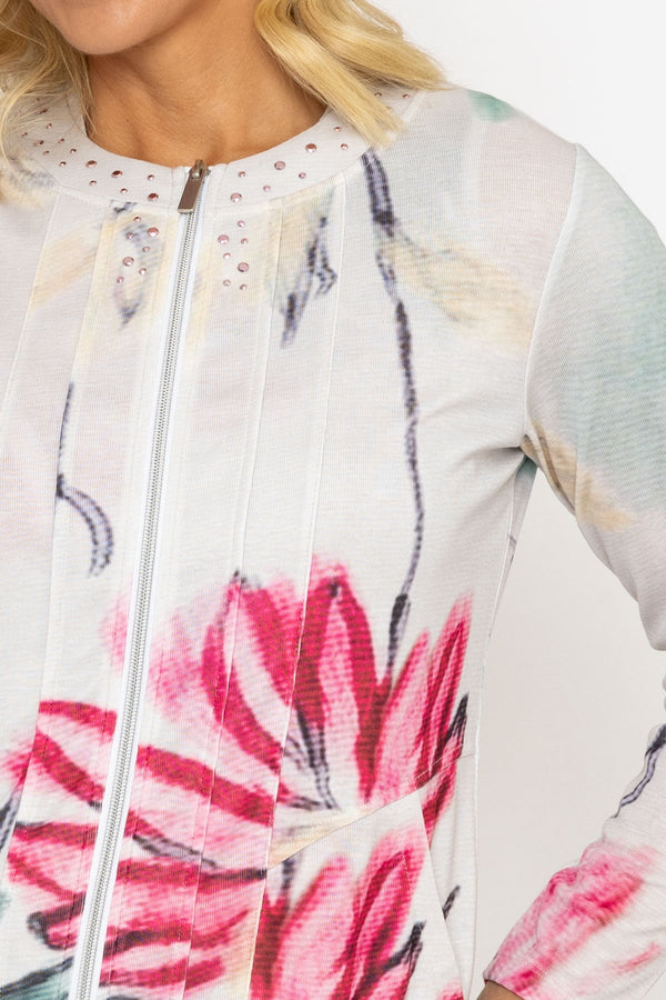 Carraig Donn Abstract Printed Zip Up Jacket in Multi