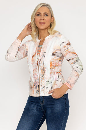 Carraig Donn Abstract Printed Zip Up Jacket in Peach
