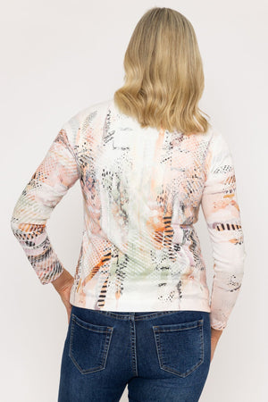 Carraig Donn Abstract Printed Zip Up Jacket in Peach