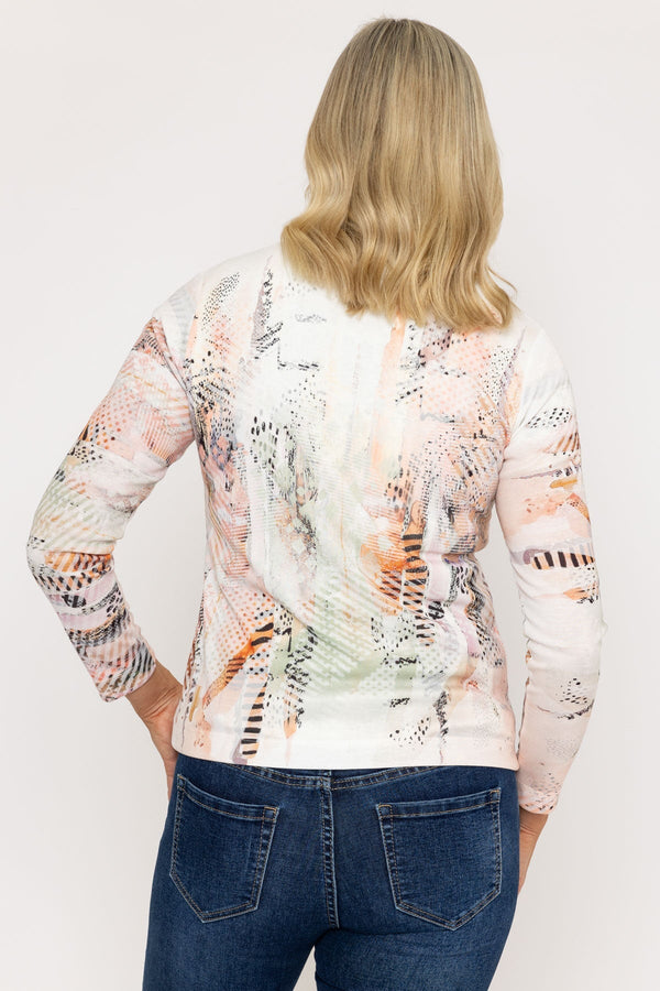 Carraig Donn Abstract Printed Zip Up Jacket in Peach