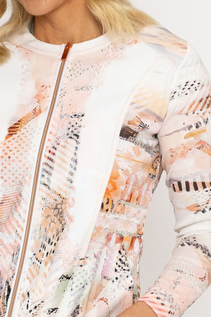 Carraig Donn Abstract Printed Zip Up Jacket in Peach