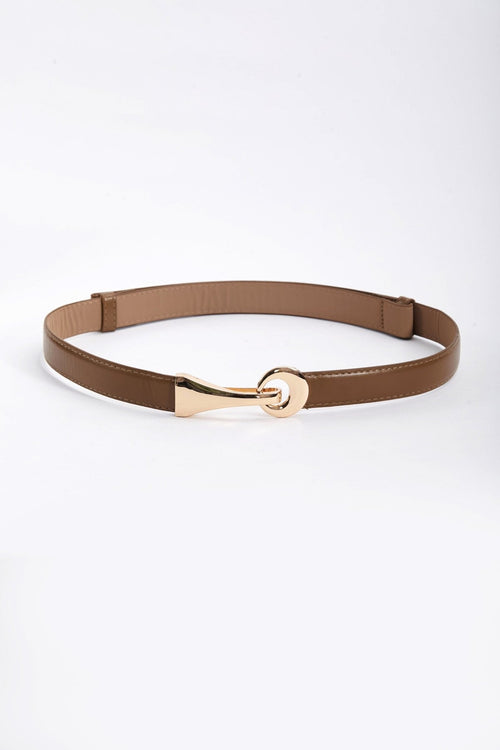 Adjustable Gold Clasp Belt in Brown
