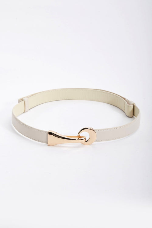 Adjustable Gold Clasp Belt in Cream