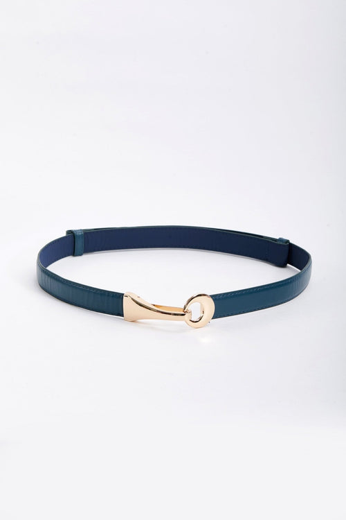 Adjustable Gold Clasp Belt in Navy