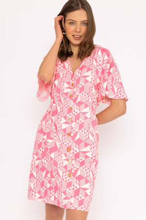 Carraig Donn Ailbhe Knee Length Dress in Pink Print