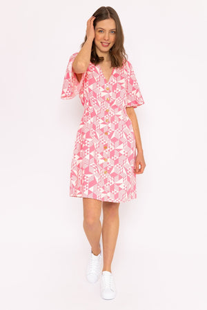 Carraig Donn Ailbhe Knee Length Dress in Pink Print